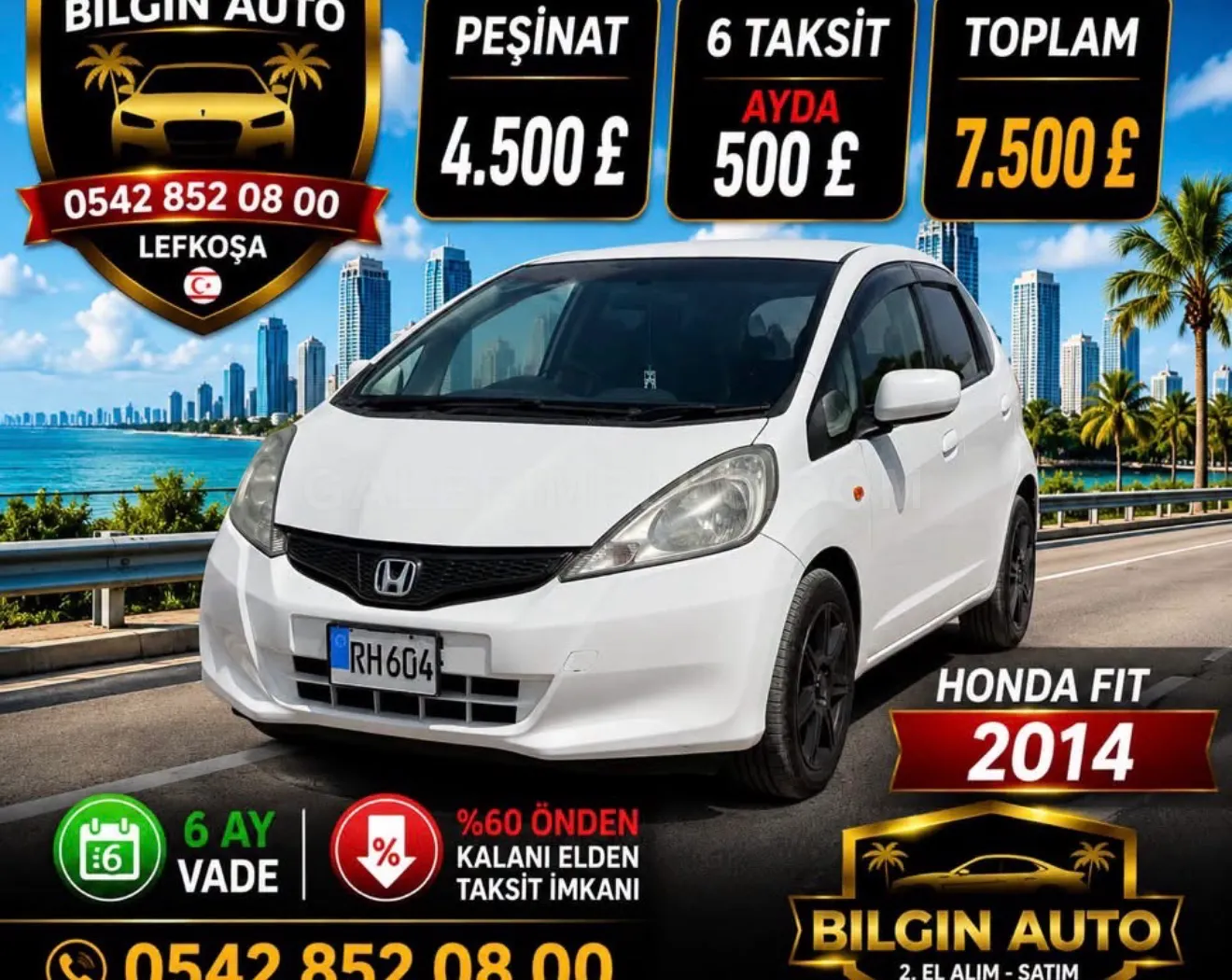 2014 Honda Fit 1.3 Automatic Kıbrıs | KKTC İkinci El Satılık Araba - Fotoğraf 1
